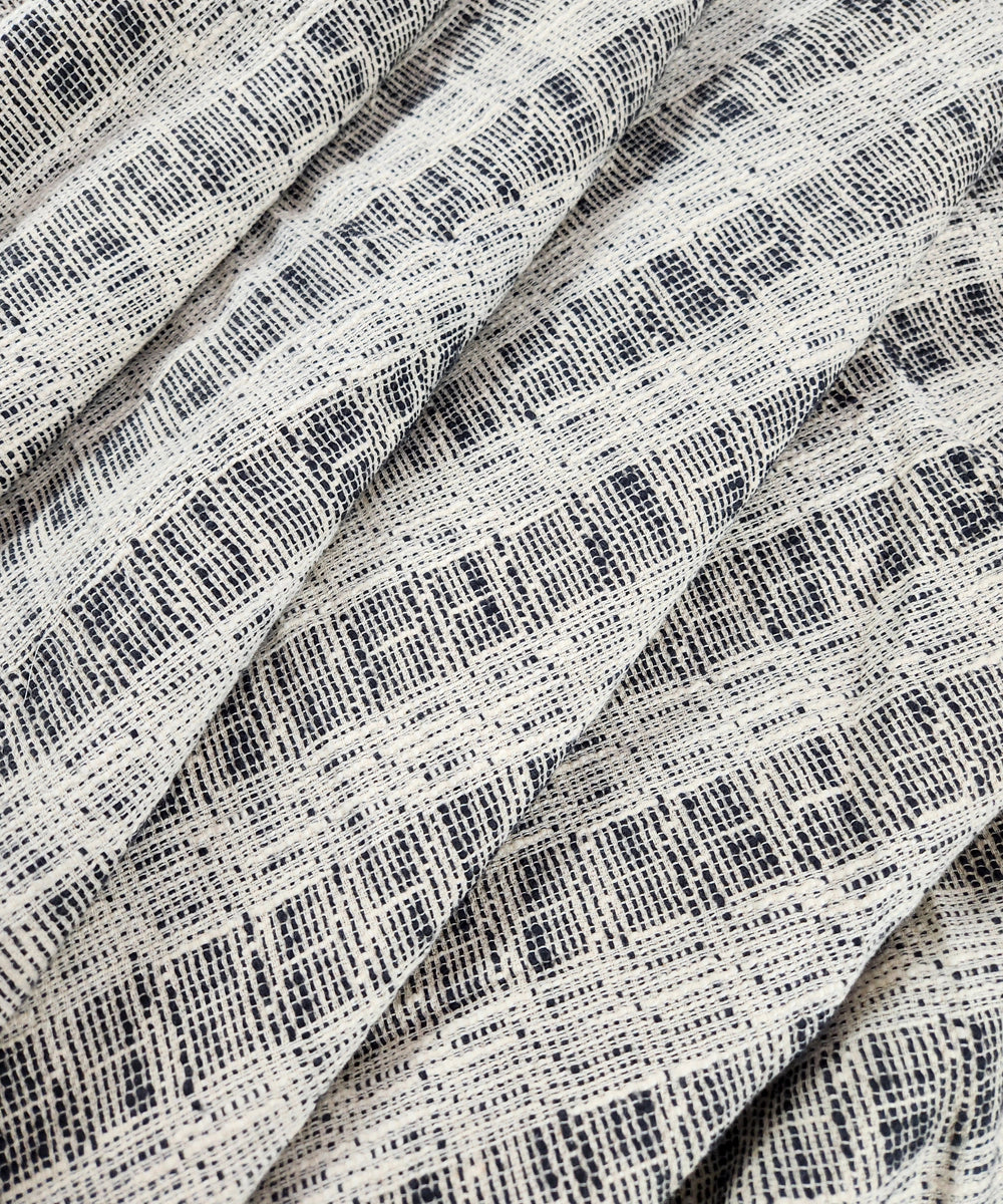 Off White & Charcoal Yarn Dye Cotton King Bedcover with 2 Pillow Covers