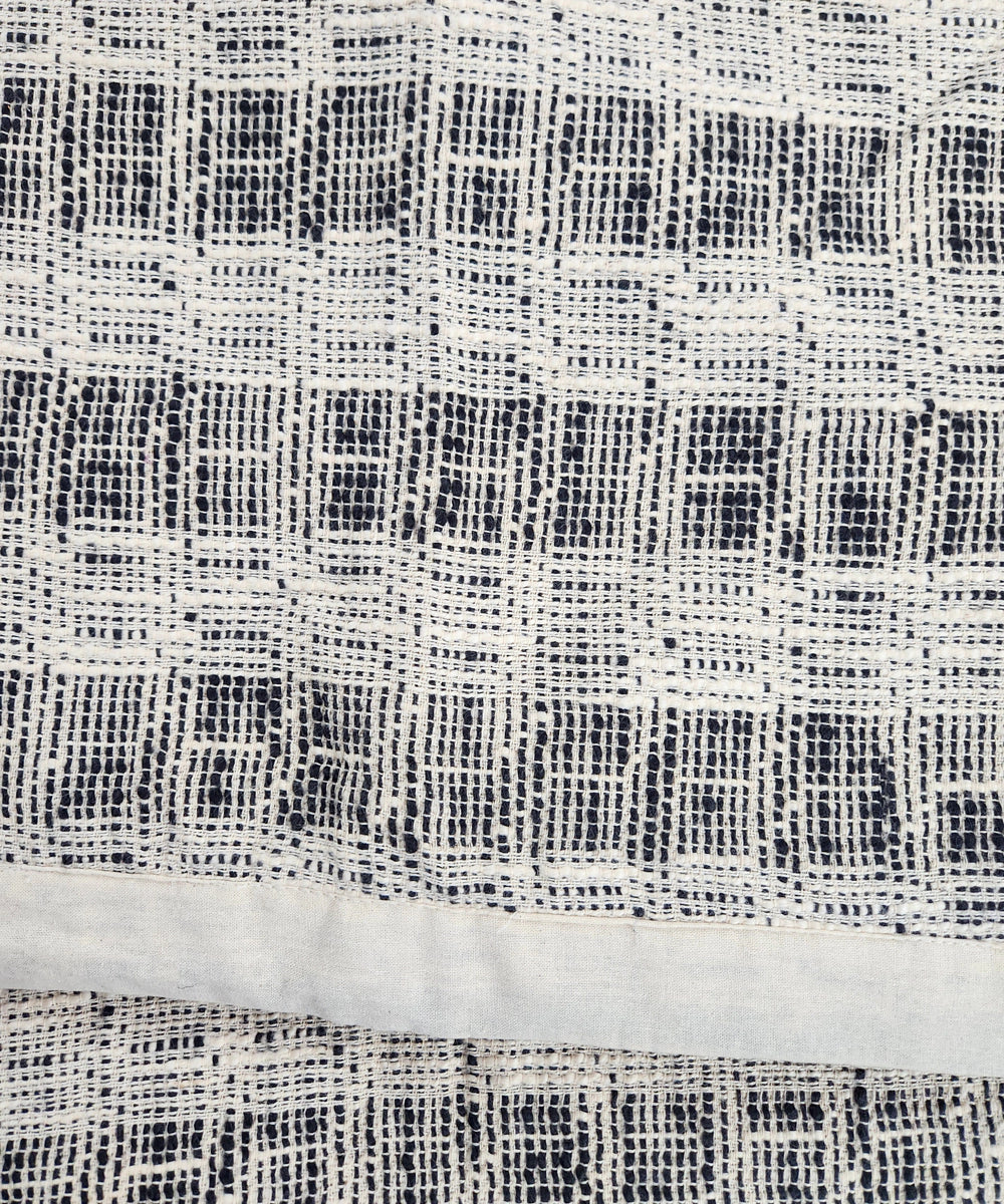 Off White & Charcoal Yarn Dye Cotton King Bedcover with 2 Pillow Covers