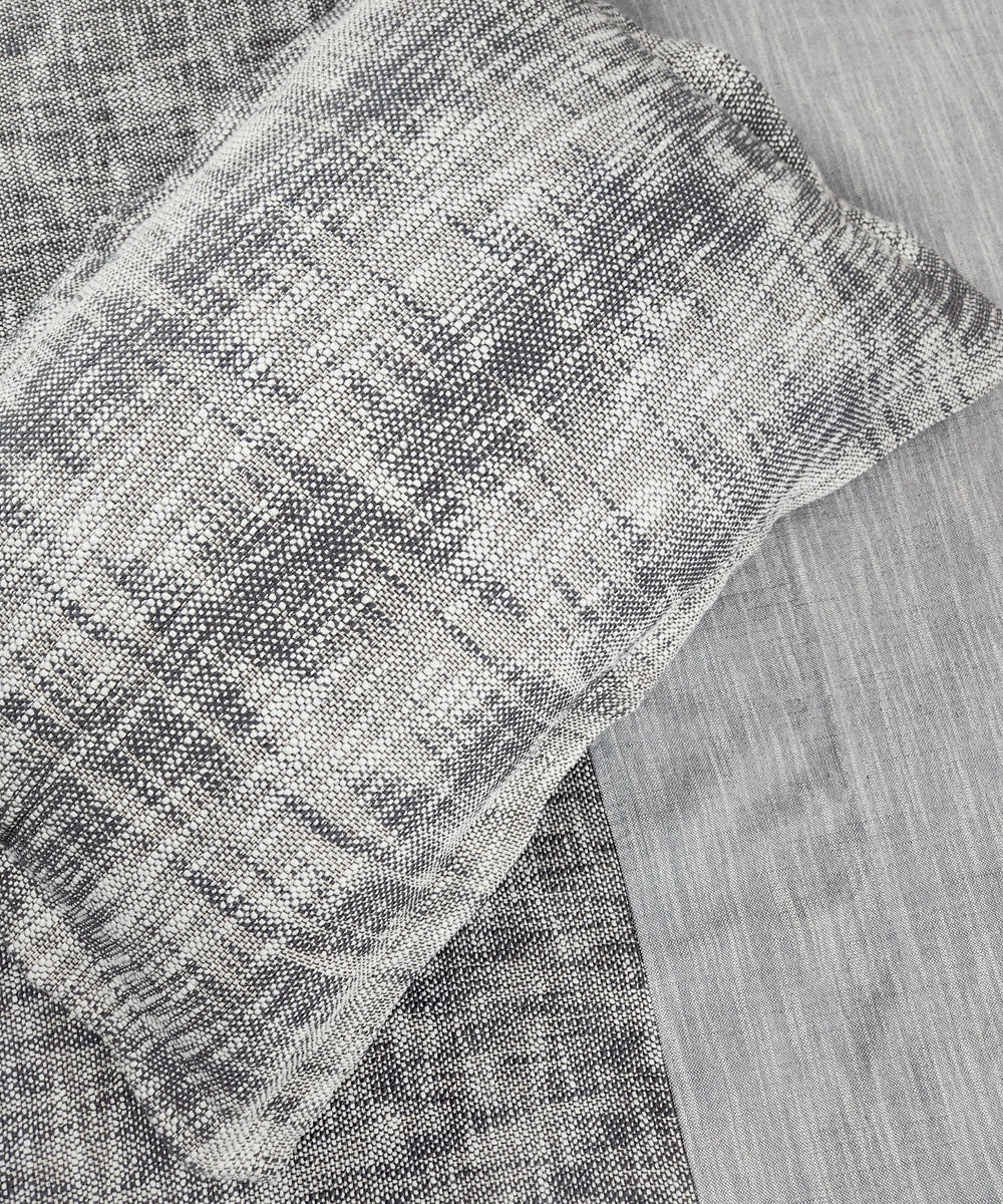 Grey & Black Cotton Chambray Slub King Bedcover with 2 Pillow Covers