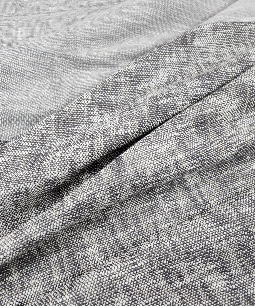 Grey & Black Cotton Chambray Slub King Bedcover with 2 Pillow Covers