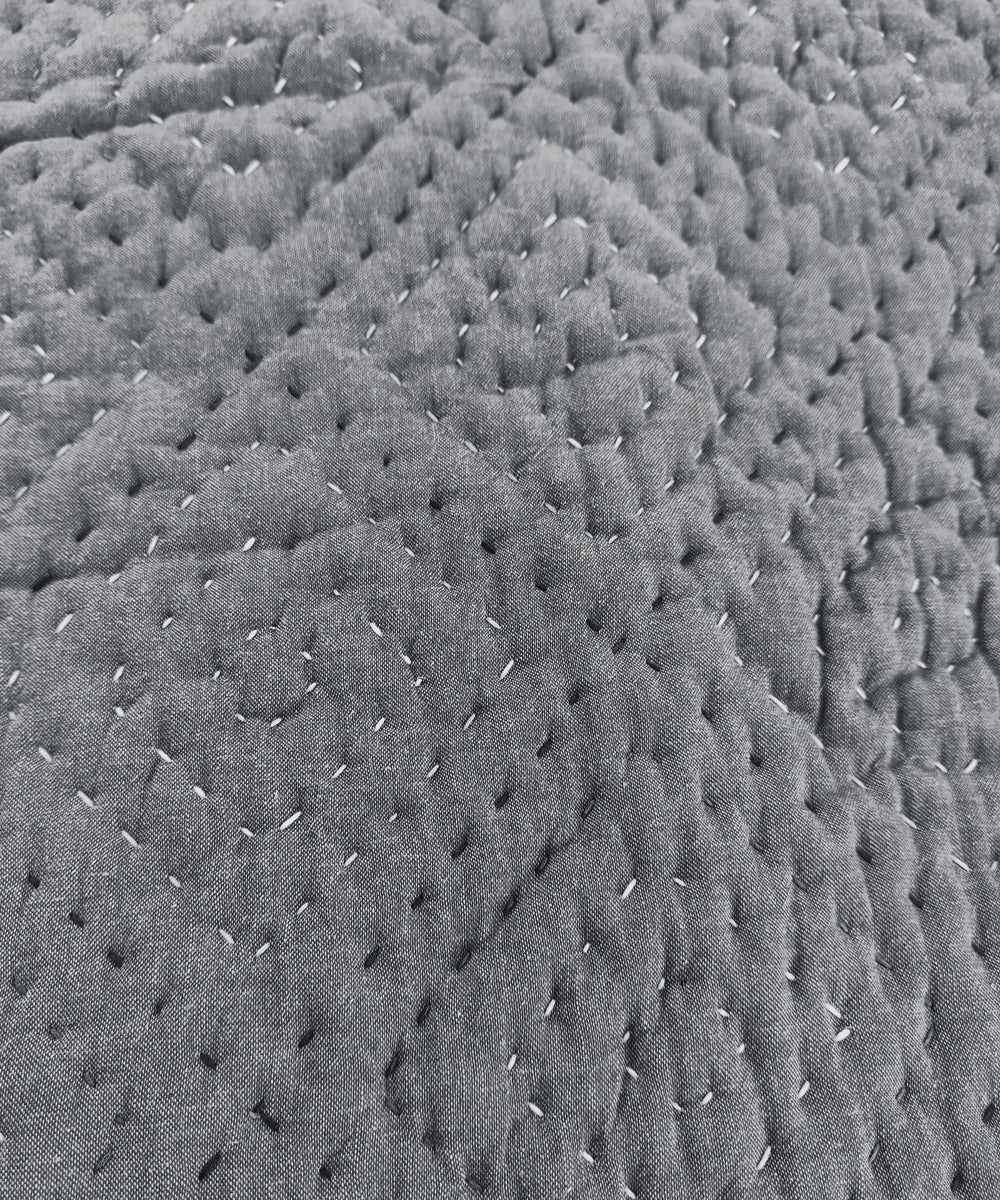 Blue Chambray Rhombus Hand Quilted Cotton Bedcover cum Comforter with 2 Pillow Covers