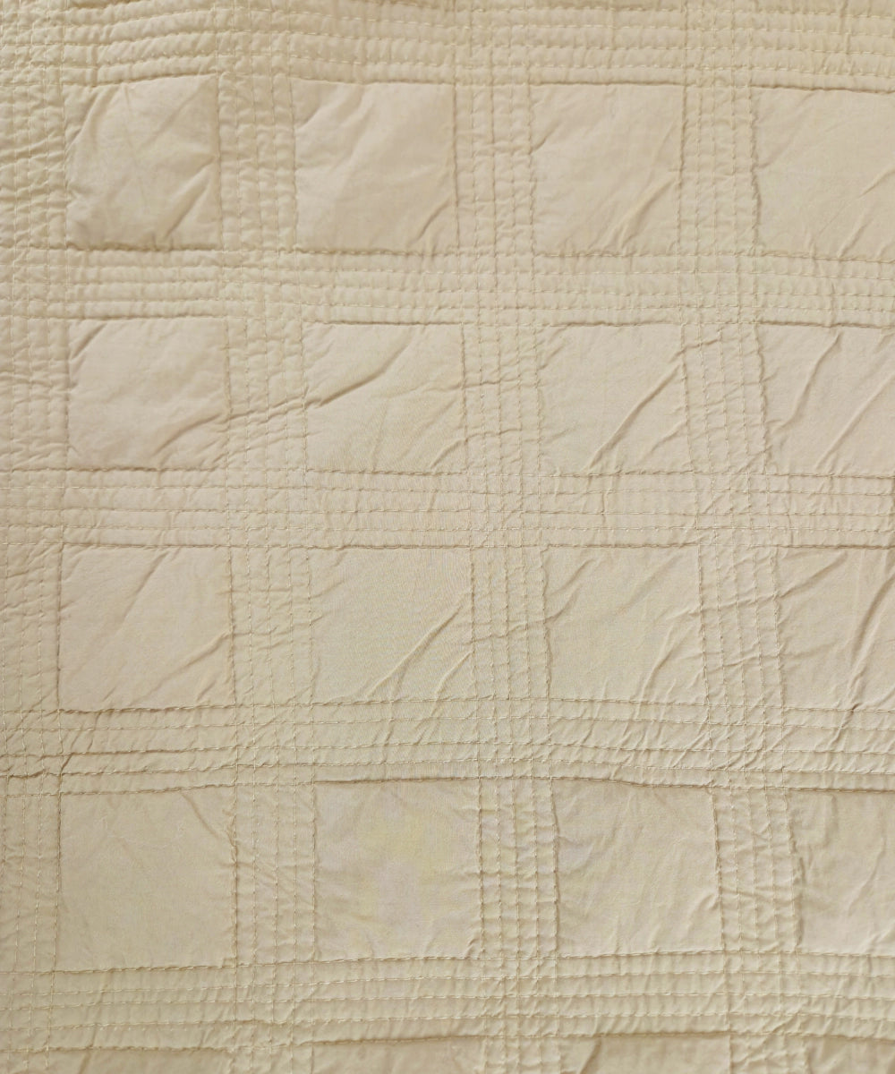 Beige Checks Quilted Bedcover / Comforter with 2 Pillow Covers