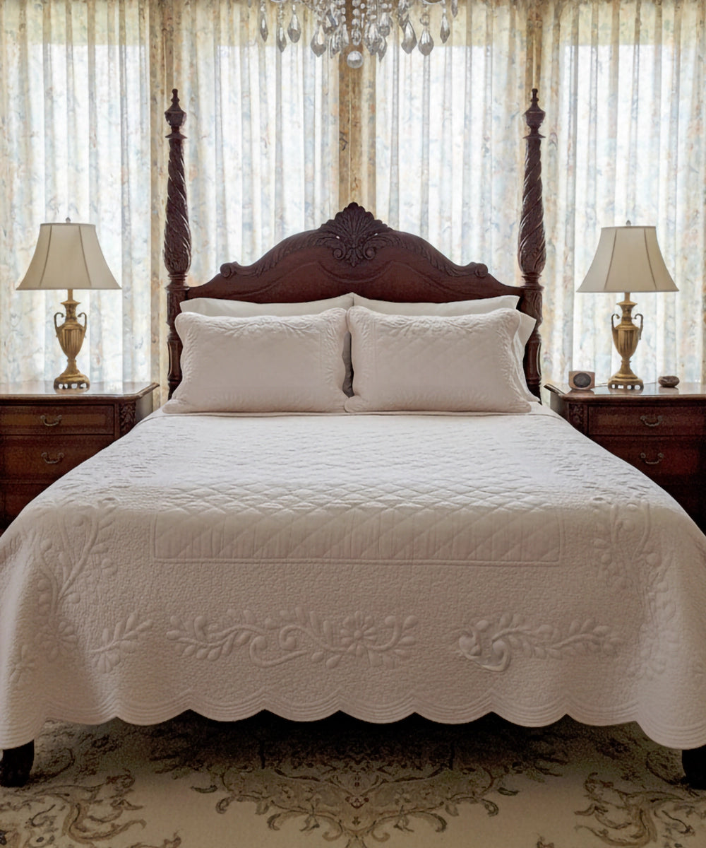 Exquisite Floral Quilted Bedcover cum Comforter with 2 Pillow Covers