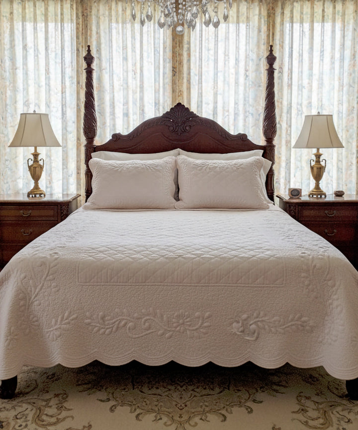 Exquisite Floral Quilted Bedcover cum Comforter with 2 Pillow Covers