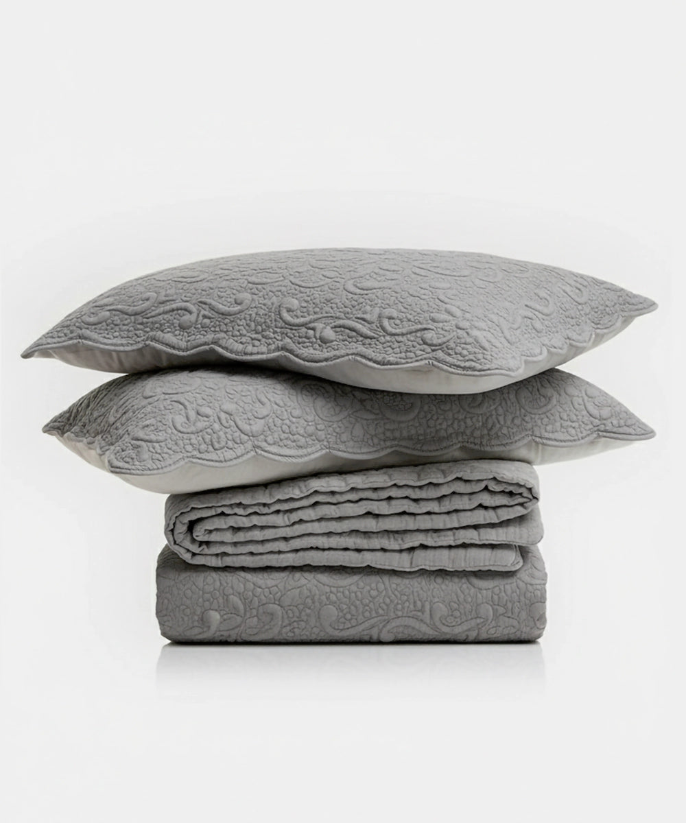 Exquisite Floral Quilted Bedcover cum Comforter with 2 Pillow Covers