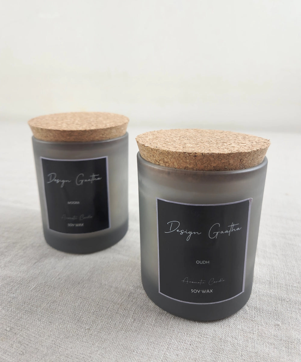 Set of 2 Soy Wax Candles in a Gift Box | Mogra + Oudh Fragrance