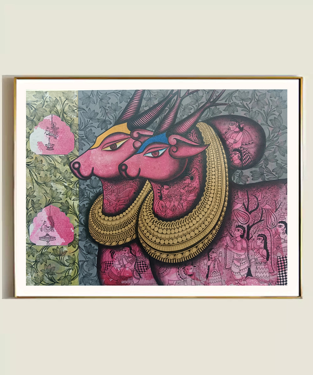 Vraj Vallabh (The beloved of Vraj)– Acrylic on Canvas Hand Printed Wall Art |36x48 Inches | Unframed