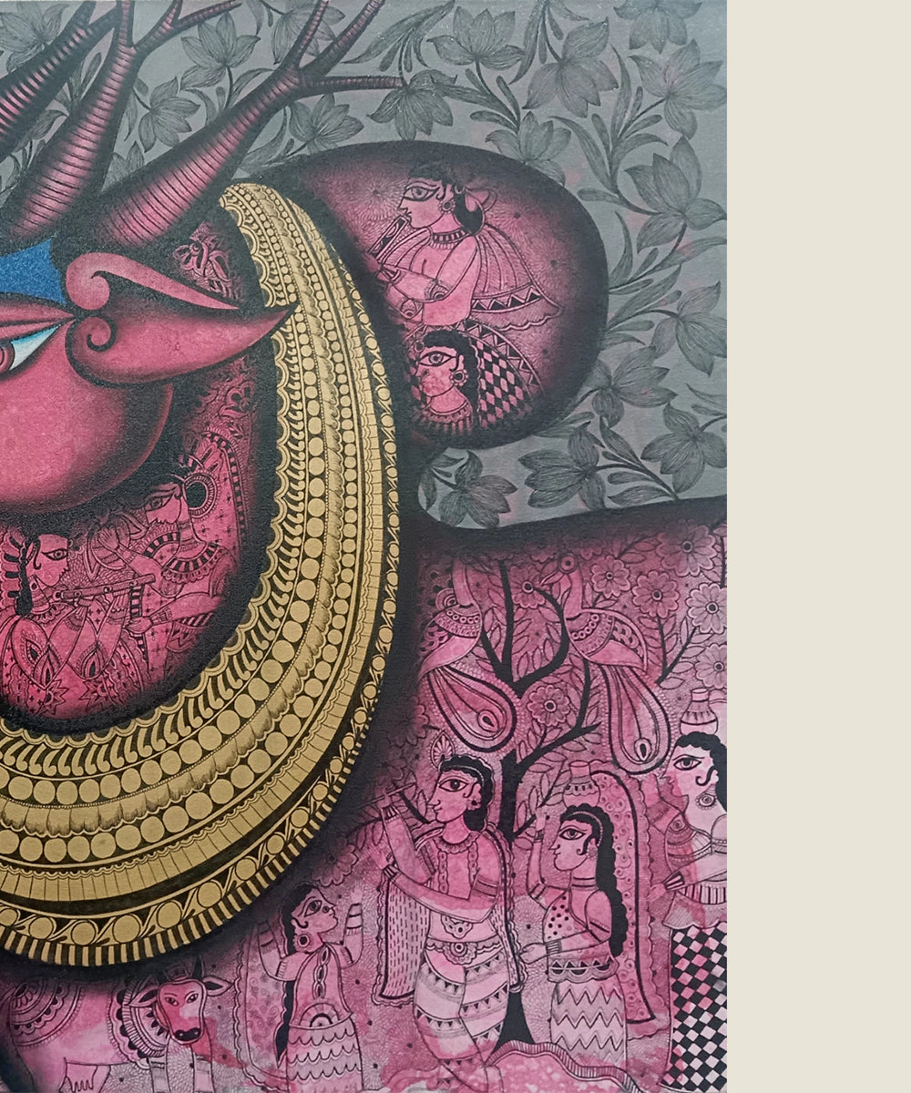 Vraj Vallabh (The beloved of Vraj)– Acrylic on Canvas Hand Printed Wall Art |36x48 Inches | Unframed