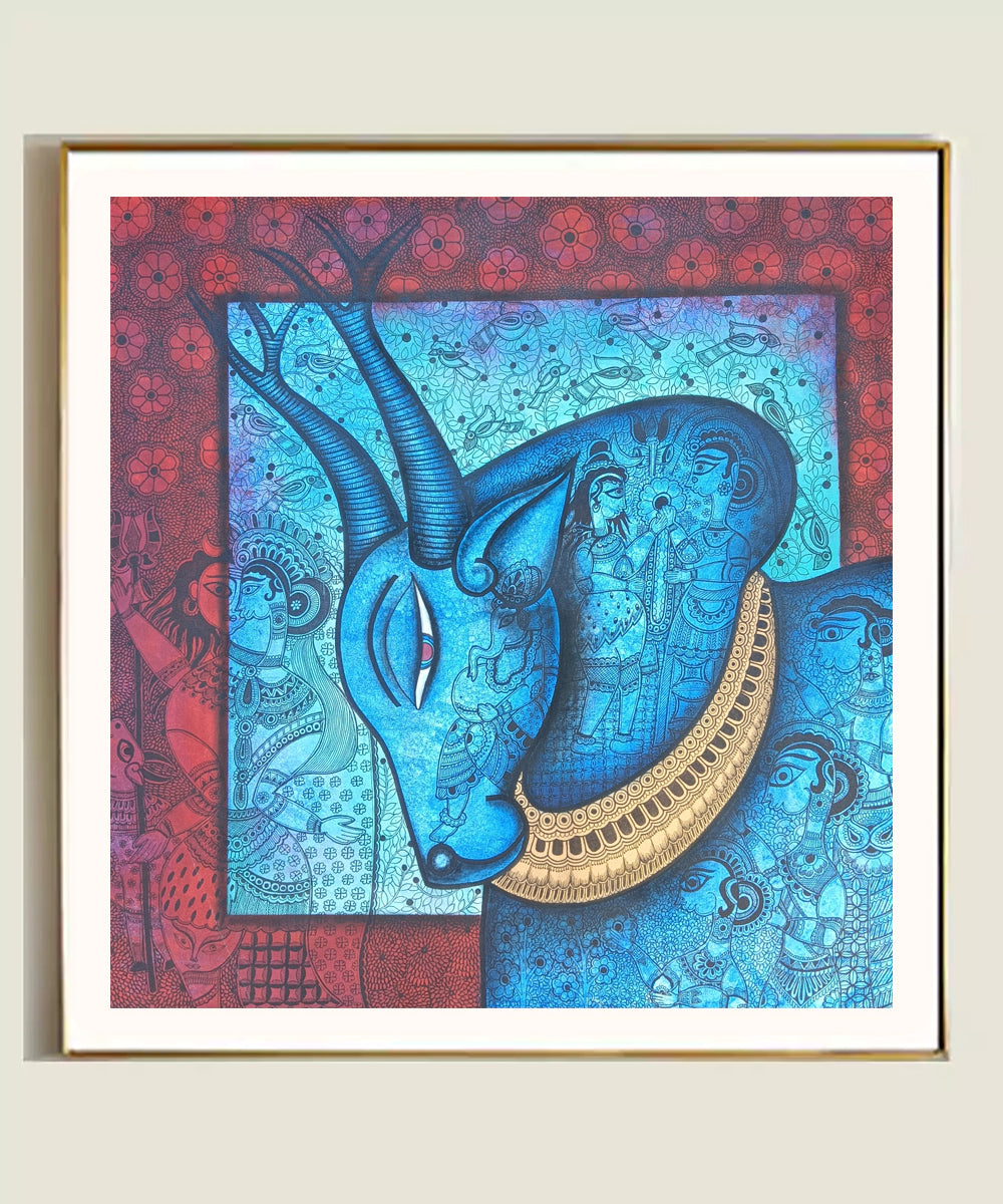 Parinaya (The Sacred Union) – Acrylic on Canvas Hand Printed Wall Art | 30x30 Inches | Unframed