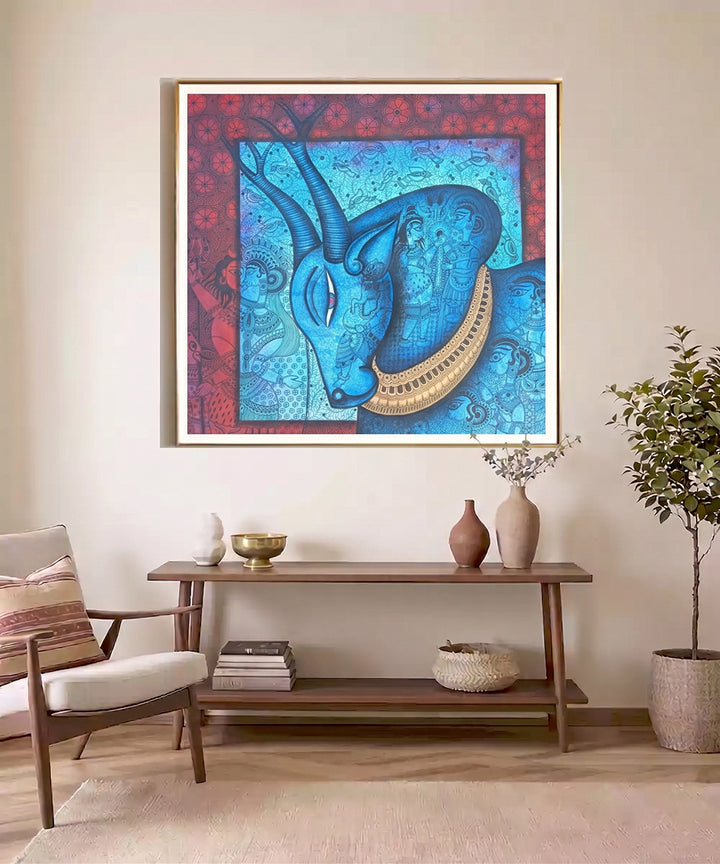 Parinaya (The Sacred Union) – Acrylic on Canvas Hand Printed Wall Art | 30x30 Inches | Unframed