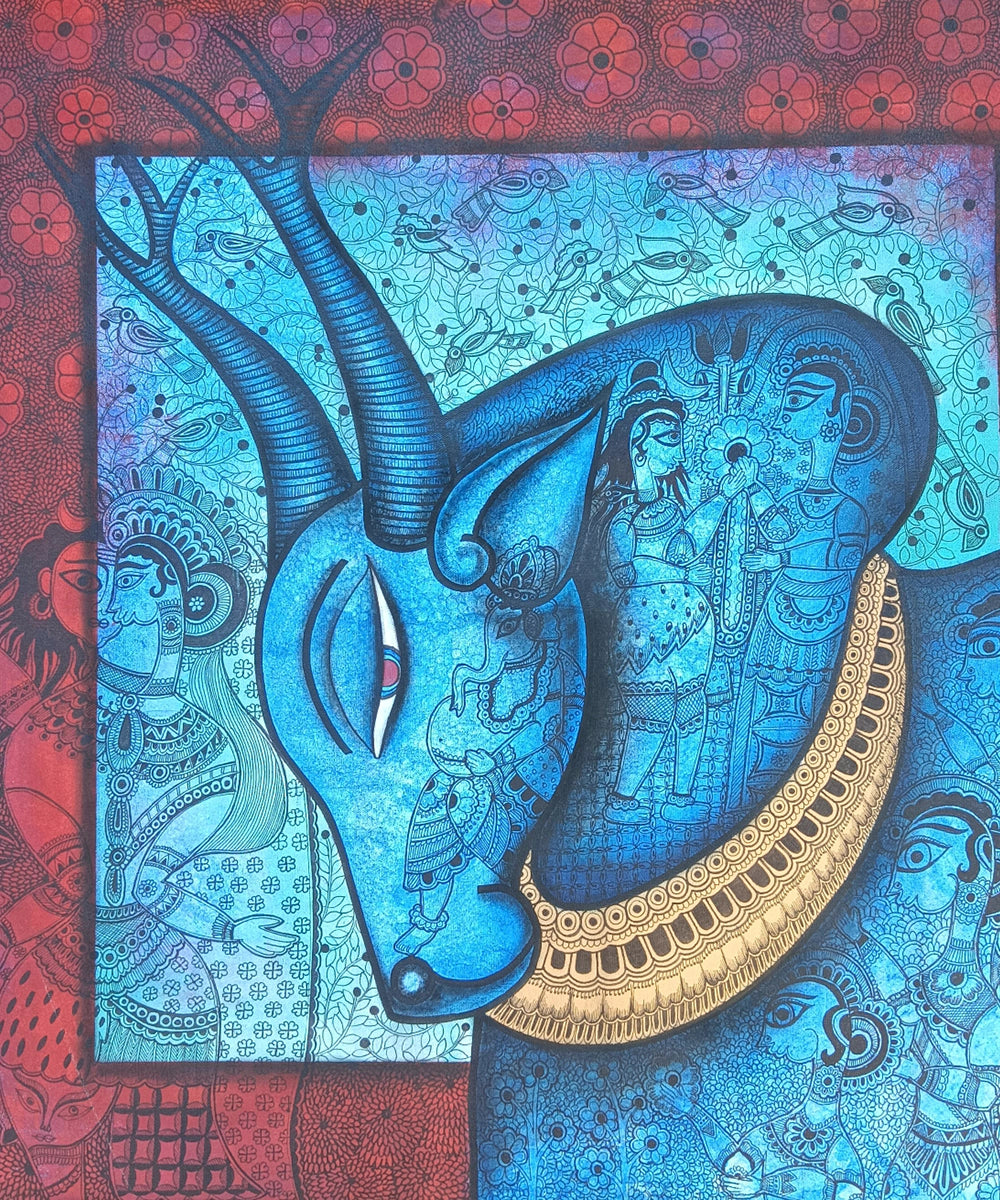 Parinaya (The Sacred Union) – Acrylic on Canvas Hand Printed Wall Art | 30x30 Inches | Unframed