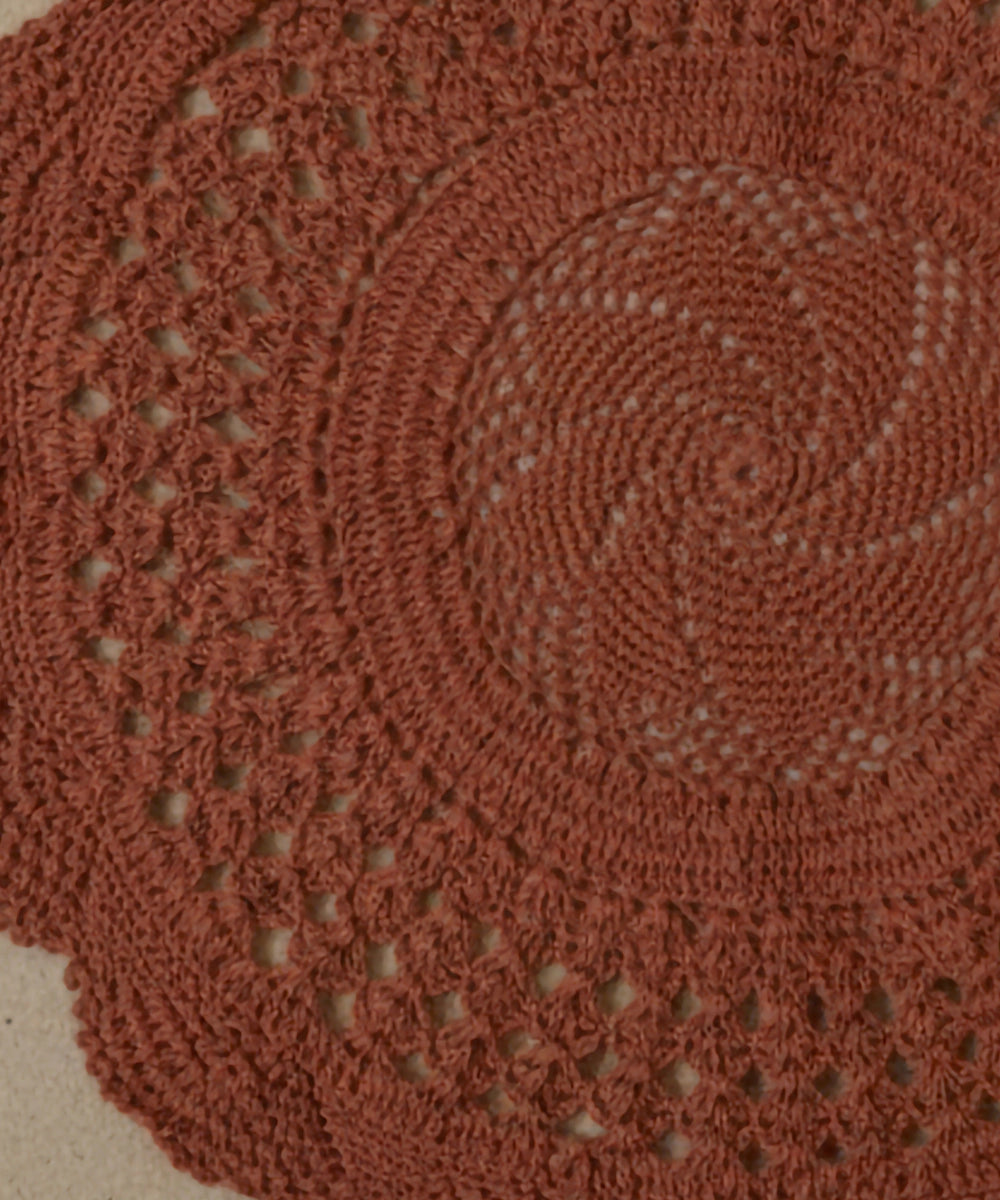 Brown Handmade Crochet (Dollies) Circular Textile Wall Art (Framed)