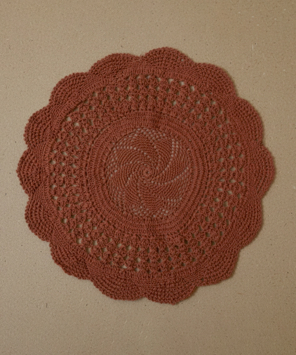 Brown Handmade Crochet (Dollies) Circular Textile Wall Art (Framed)