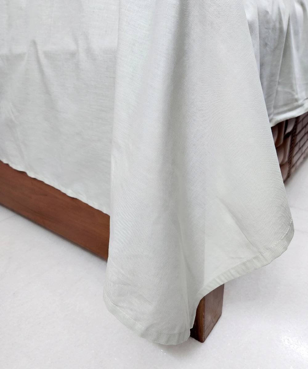 Mint Green Plain King Cotton Bedsheet with 2 Pillow Covers
