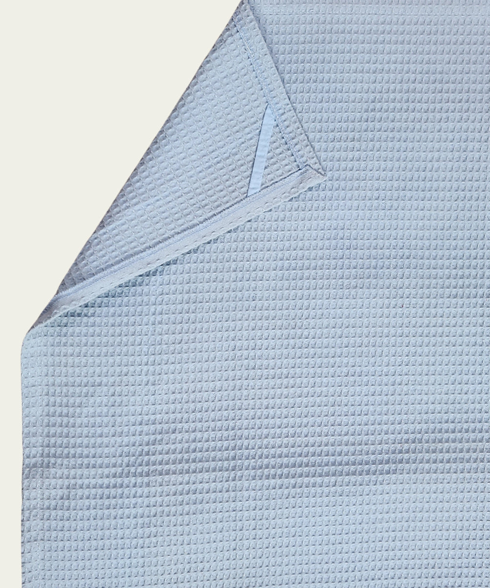 Embroidered Hand Towel - Set of 2 pcs in Soft Cotton Waffle | Light Blue