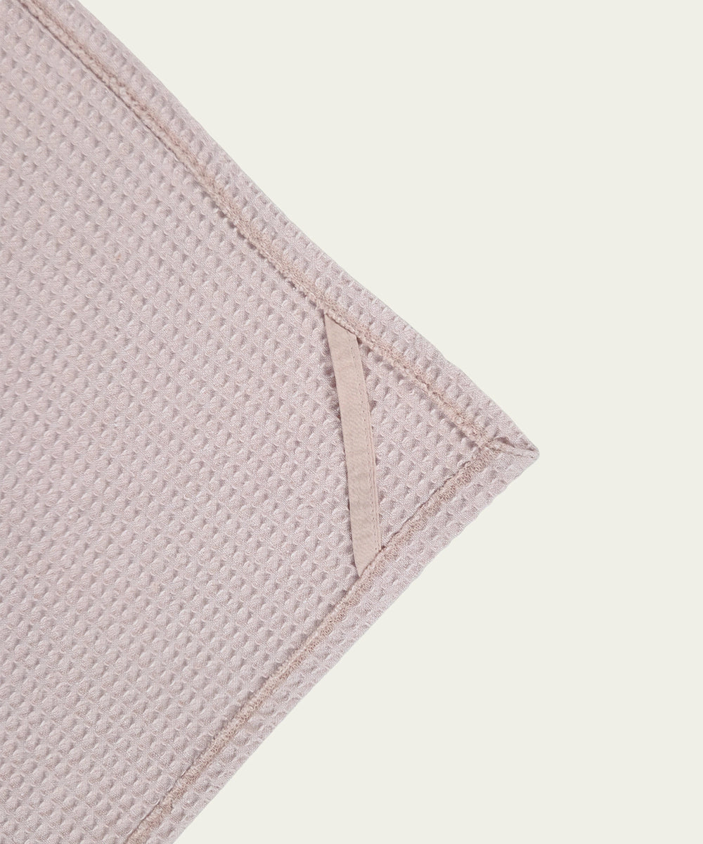 Embroidered Hand Towel - Set of 2 pcs in Soft Cotton Waffle | Dusty Pink