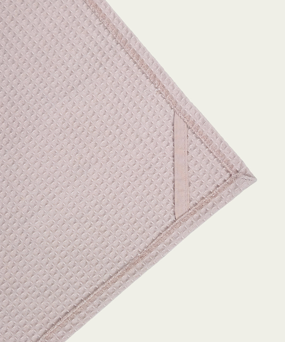 Embroidered Hand Towel - Set of 2 pcs in Soft Cotton Waffle | Dusty Pink