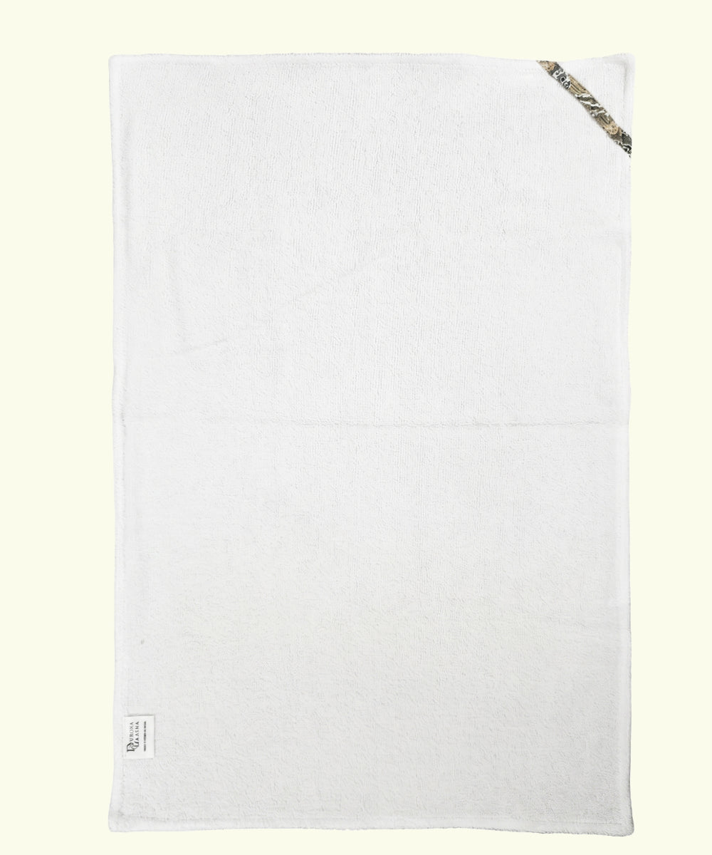 Set of 2 Printed Hand Towel I Printed Cotton Front with Light Weight White Terry Back | Olive Yellow Paisley Print