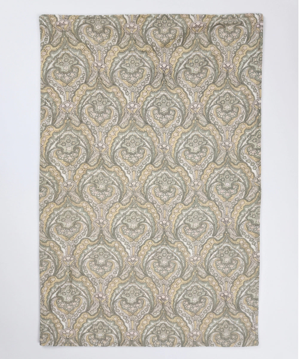 Set of 2 Printed Hand Towel I Printed Cotton Front with Light Weight White Terry Back | Olive Yellow Paisley Print