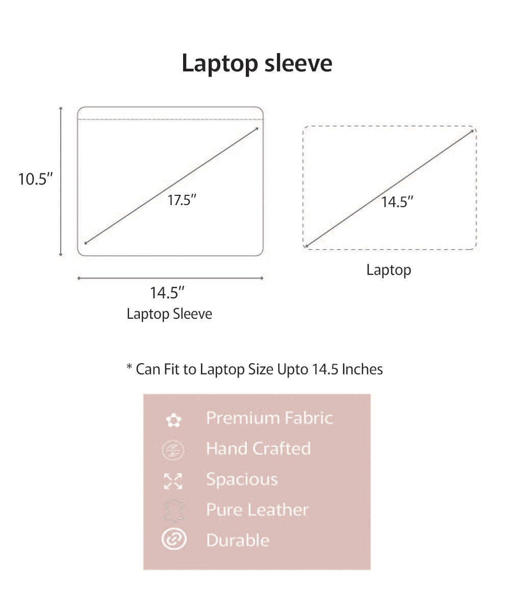 Beige Handloom with Leather Handcrafted Laptop Sleeve | Flap Closure