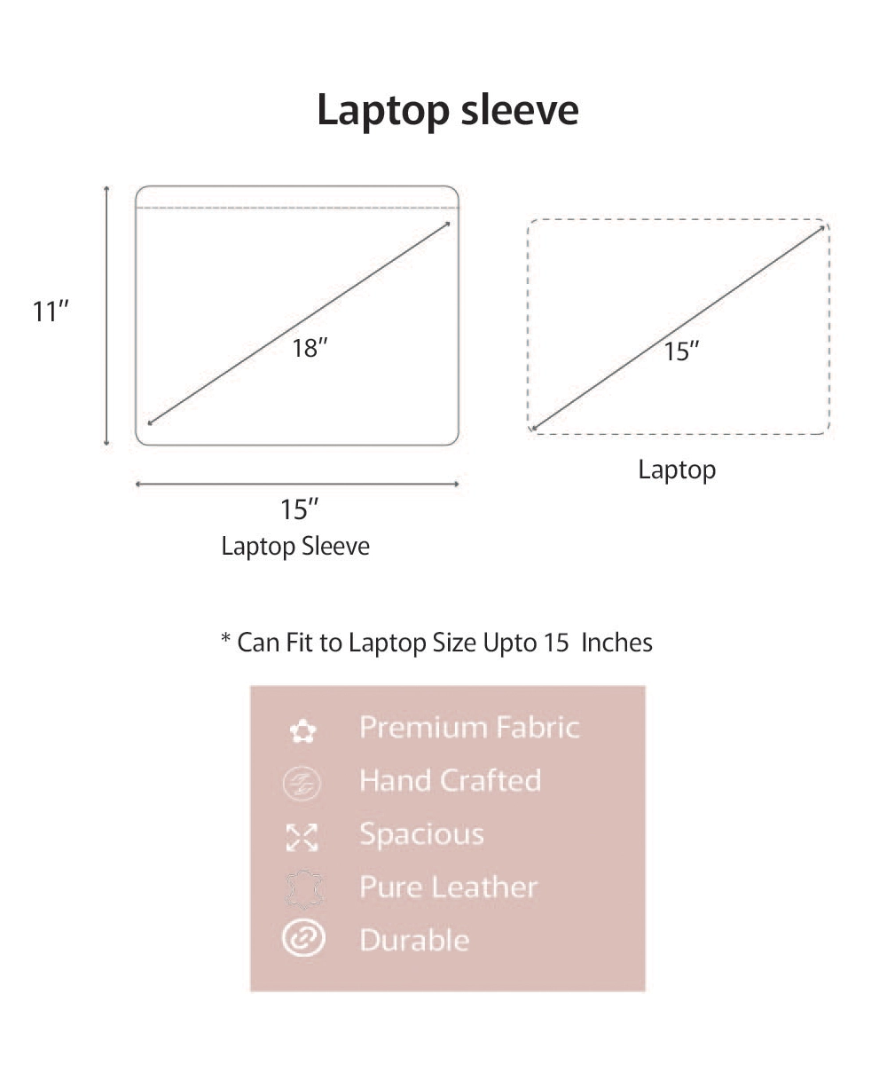 Everyday Beige Handloom with Pure Leather Slip on Laptop Case