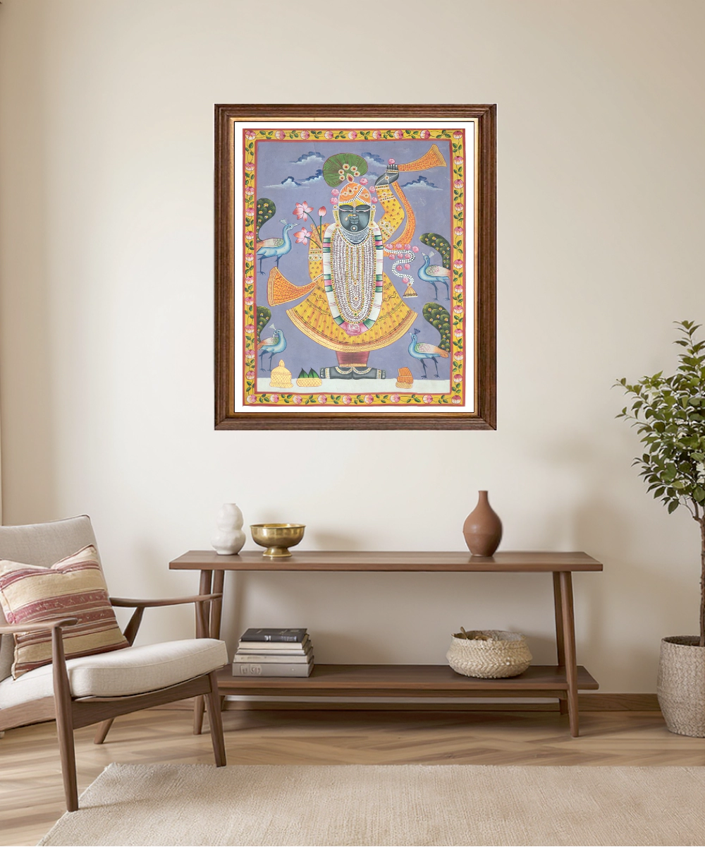Pichwai Hand Painting On Cloth | Shrinath Ji | 2x1.5 Feet | Unframed