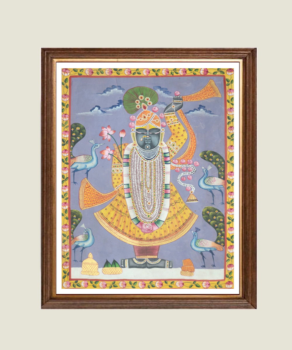 Pichwai Hand Painting On Cloth | Shrinath Ji | 2x1.5 Feet | Unframed