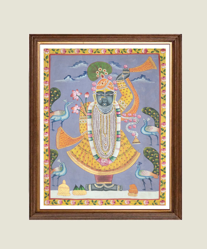 Pichwai Hand Painting On Cloth | Shrinath Ji | 2x1.5 Feet | Unframed