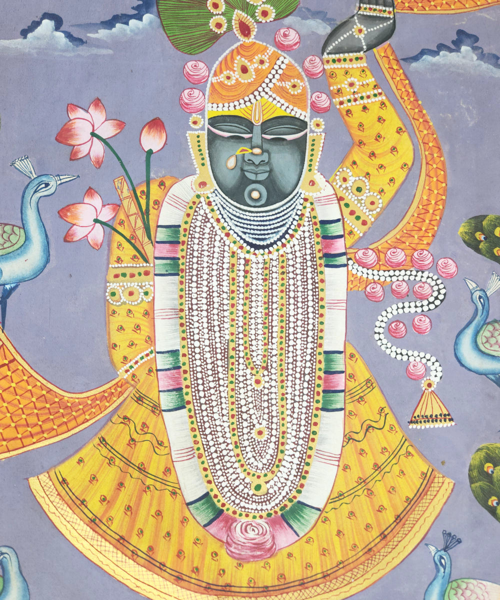 Pichwai Hand Painting On Cloth | Shrinath Ji | 2x1.5 Feet | Unframed