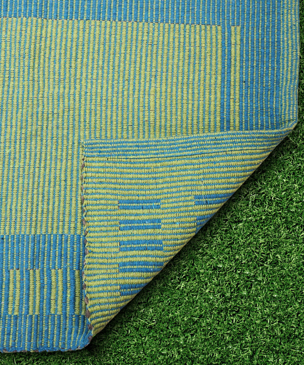 Green & Turq Stripes Pure Handloom Cotton Yoga Mat