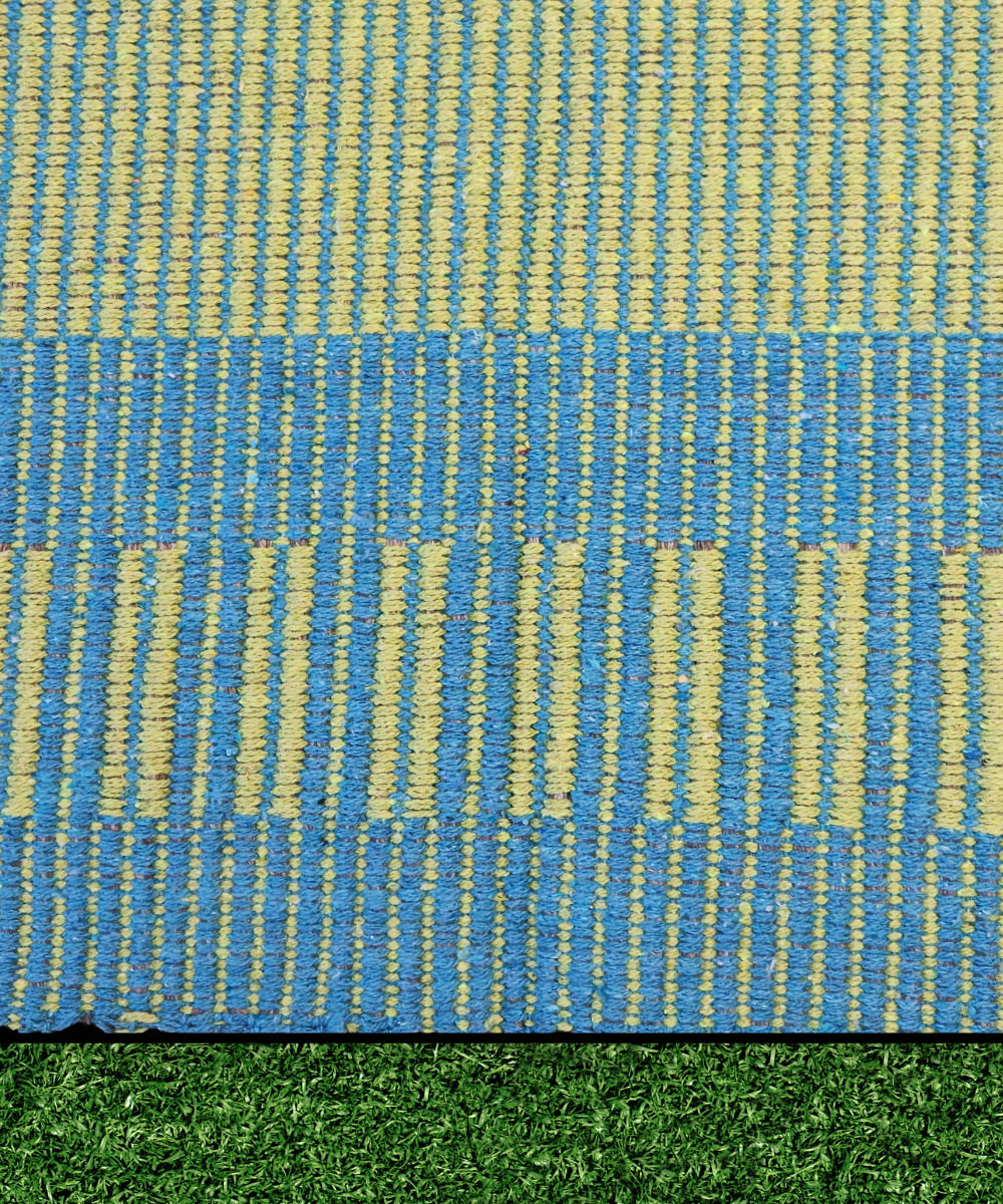 Green & Turq Stripes Pure Handloom Cotton Yoga Mat