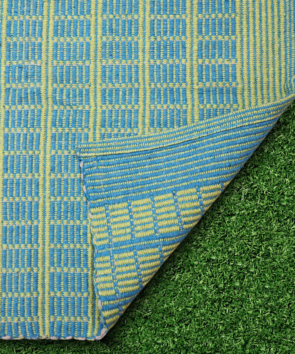 Green & Turq Checks Pure Handloom Cotton Yoga Mat