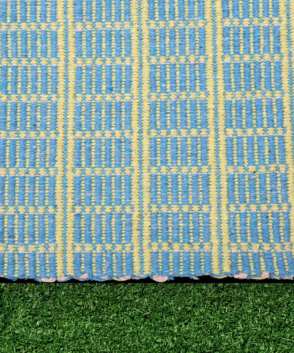 Green & Turq Checks Pure Handloom Cotton Yoga Mat