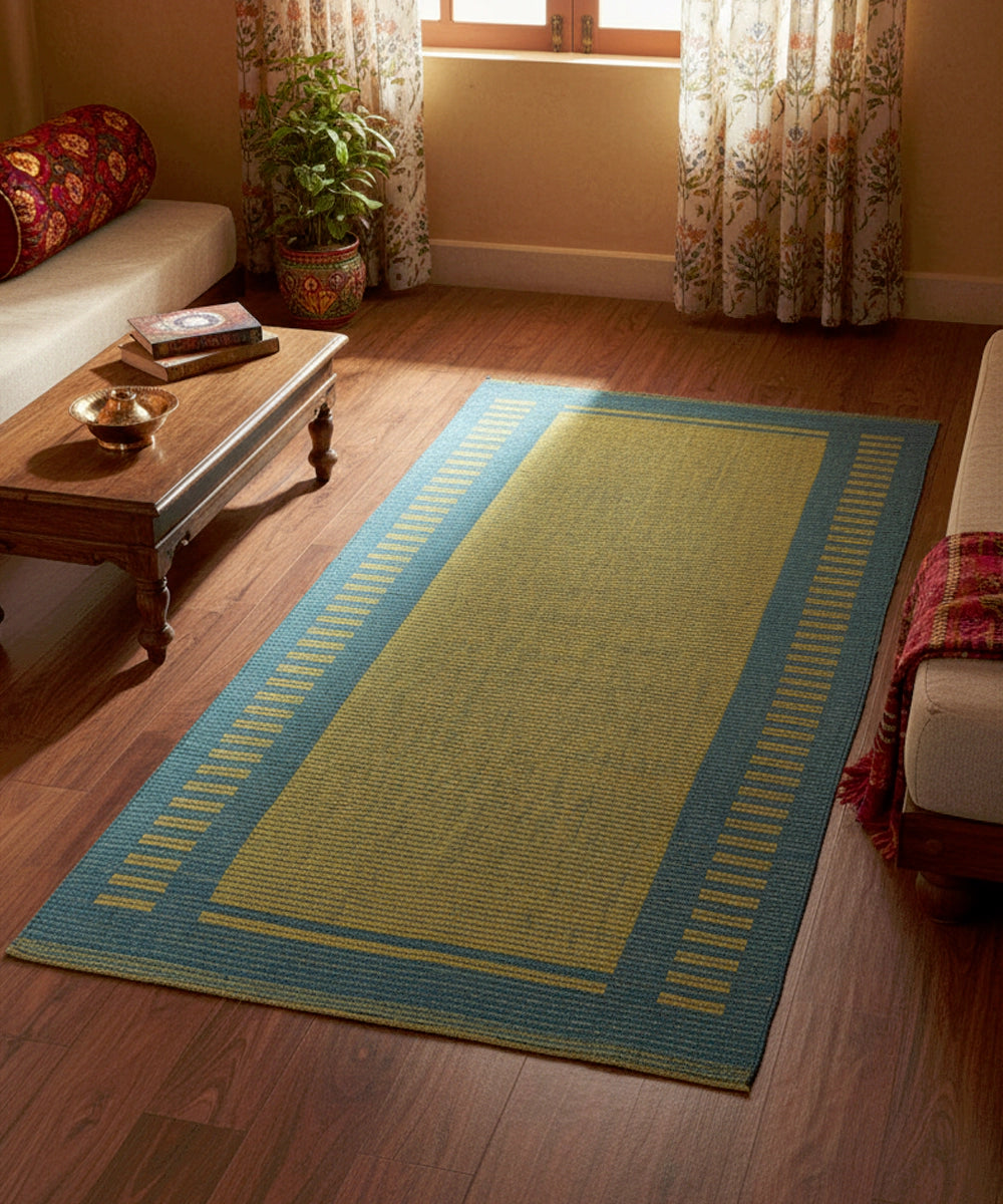 Green & Turq Stripes Pure Handloom Cotton Yoga Mat