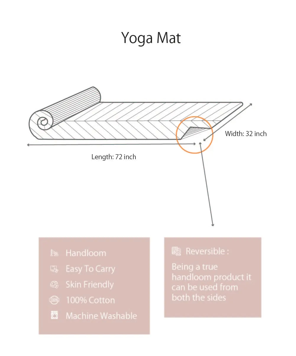 Sage Green with Rust Tie and Dye Pure Handloom Cotton Yoga Mat