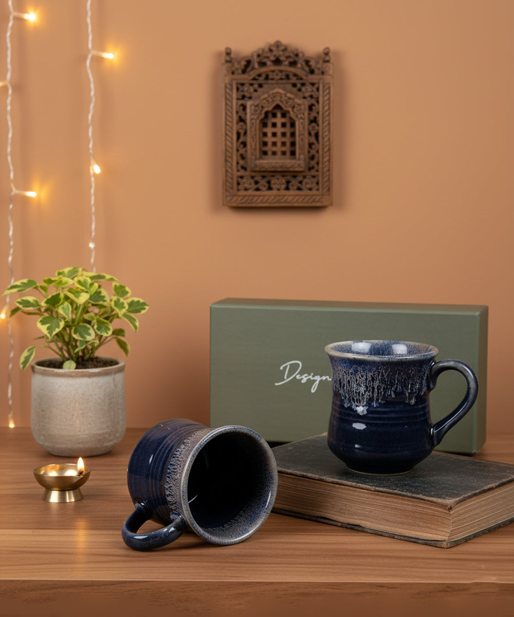 Gift Box Set of 2 pcs Blue Kullhad Ceramic Cup (180 ml)