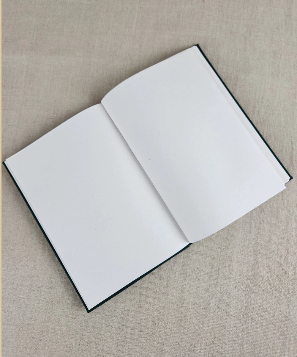 Bottle Green Cotton Hand Embroidered Diary {Handmade Paper)