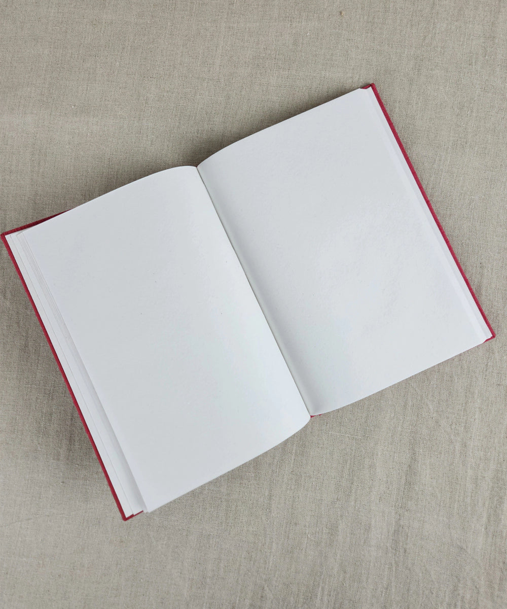 Deep Coral Red Cotton Hand Embroidered Diary {Handmade Paper)