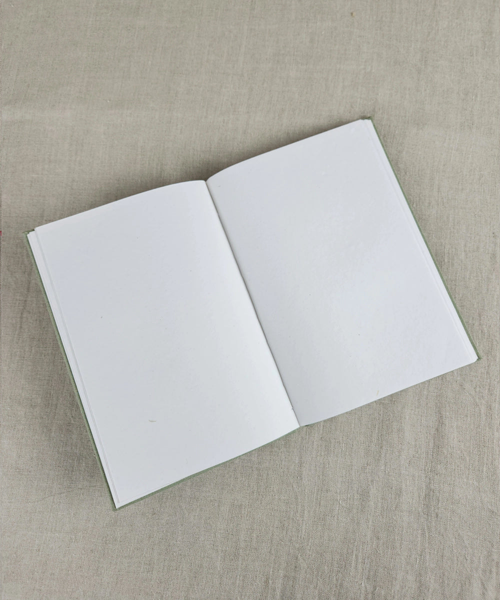 Fern Whisper Dupion Hand Embroidered Diary | Handmade paper