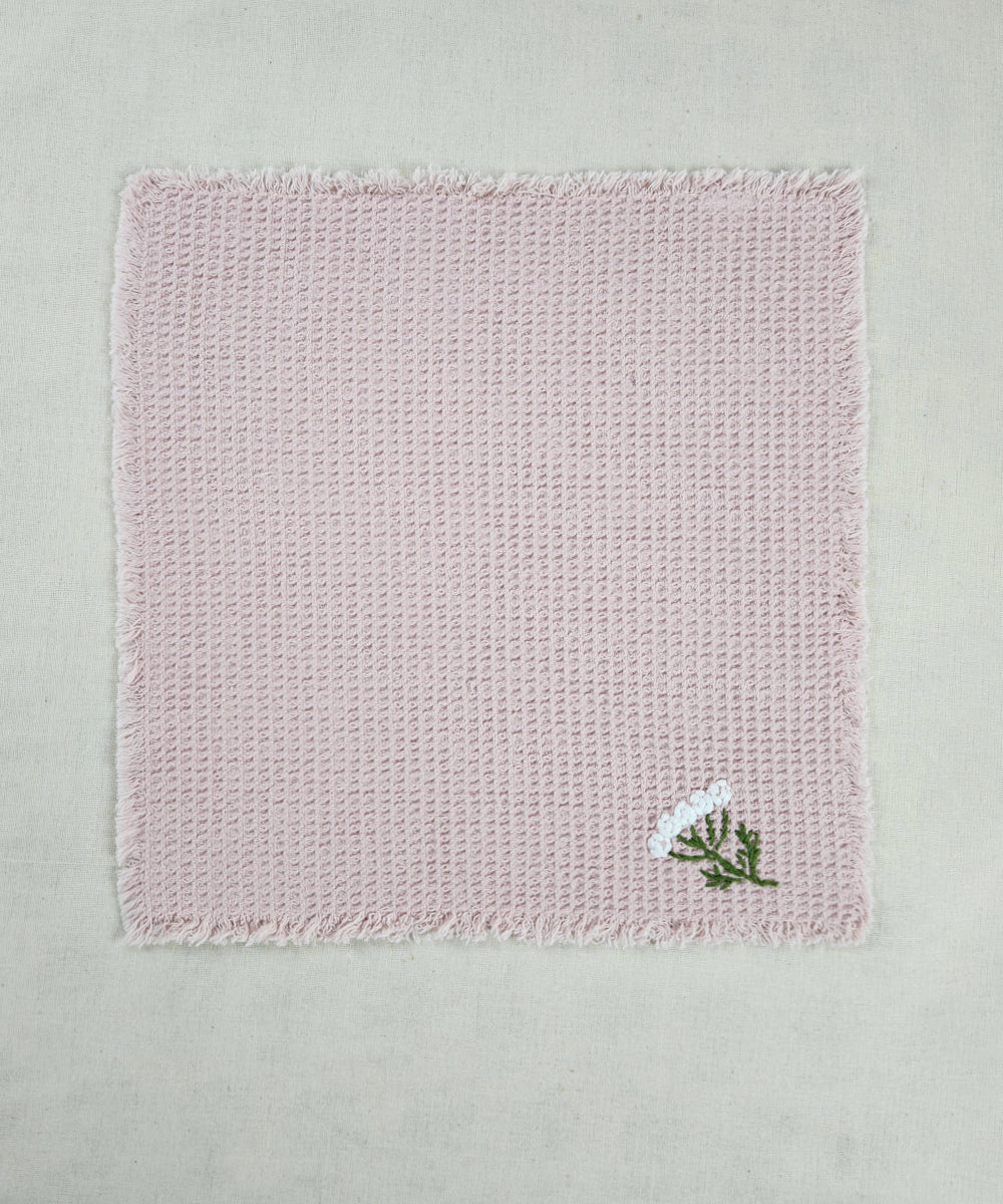 Embroidered Face Towel | Set of 4 pcs | Boho Bloom Dusty Pink