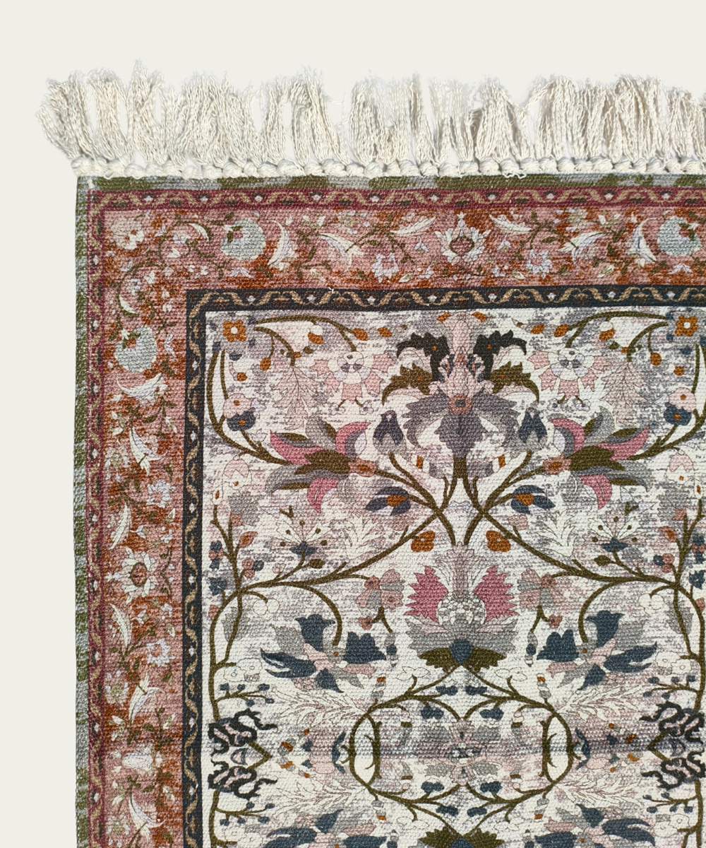 Printed Rug Textile Wall Art – Ivory & Rust (Unframed)