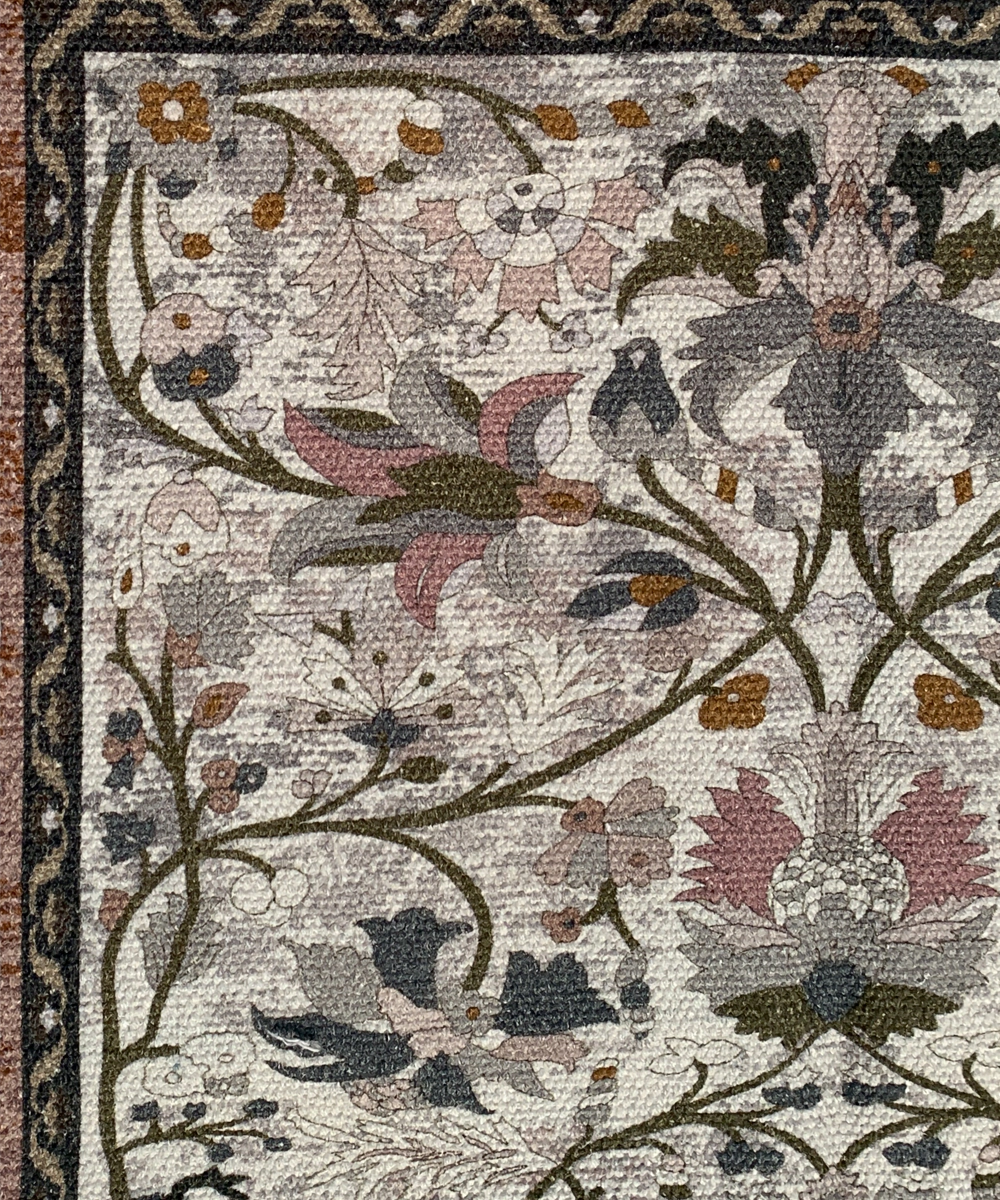 Printed Rug Textile Wall Art – Ivory & Rust (Unframed)