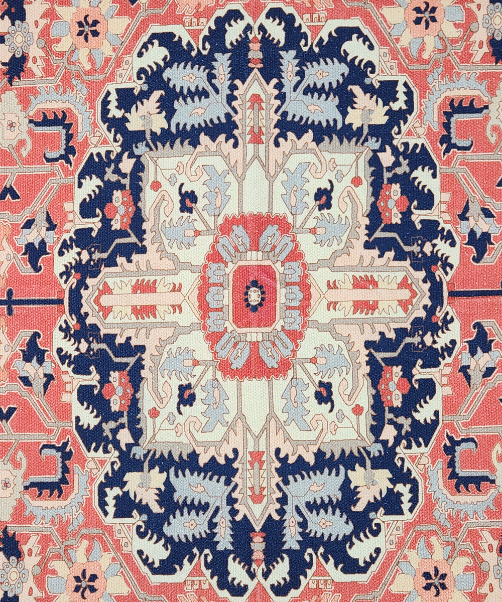 4x6 Feet Royal Medallion Rust & Beige Cotton Rug