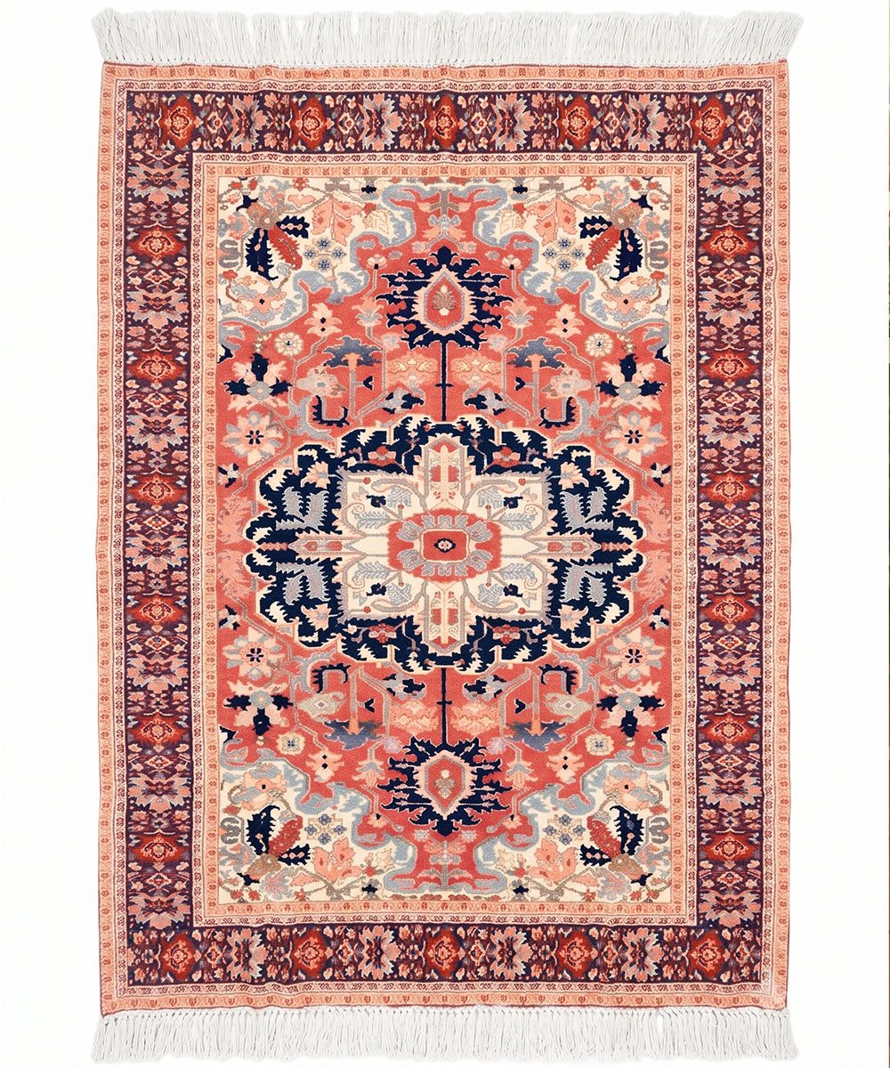 4x6 Feet Royal Medallion Rust & Beige Cotton Rug