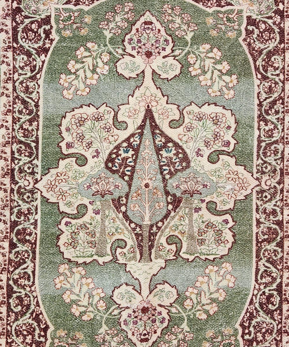 4x6 Feet Heritage Olive Floral Printed Cotton Rug