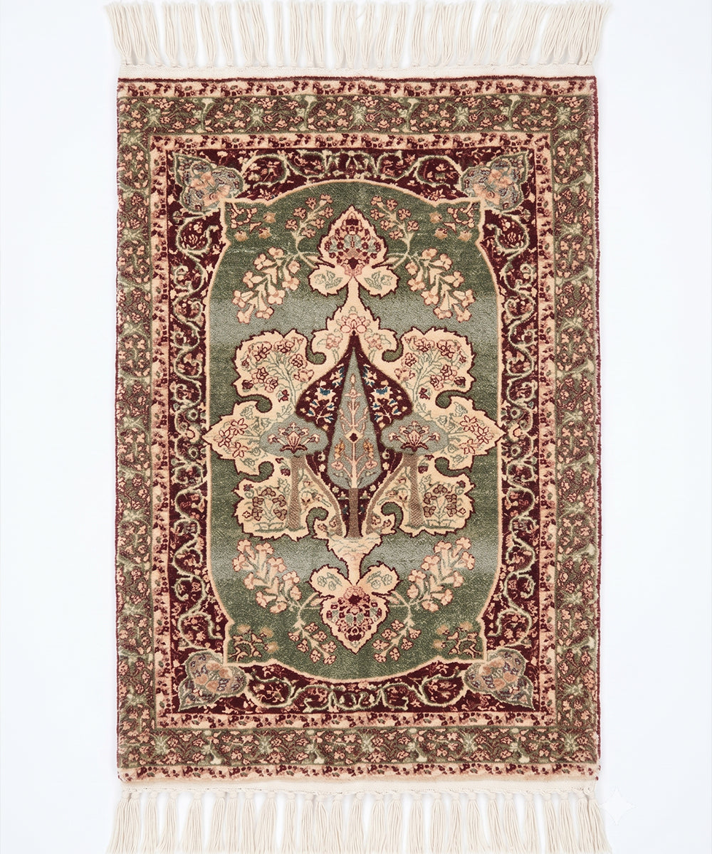 4x6 Feet Heritage Olive Floral Printed Cotton Rug