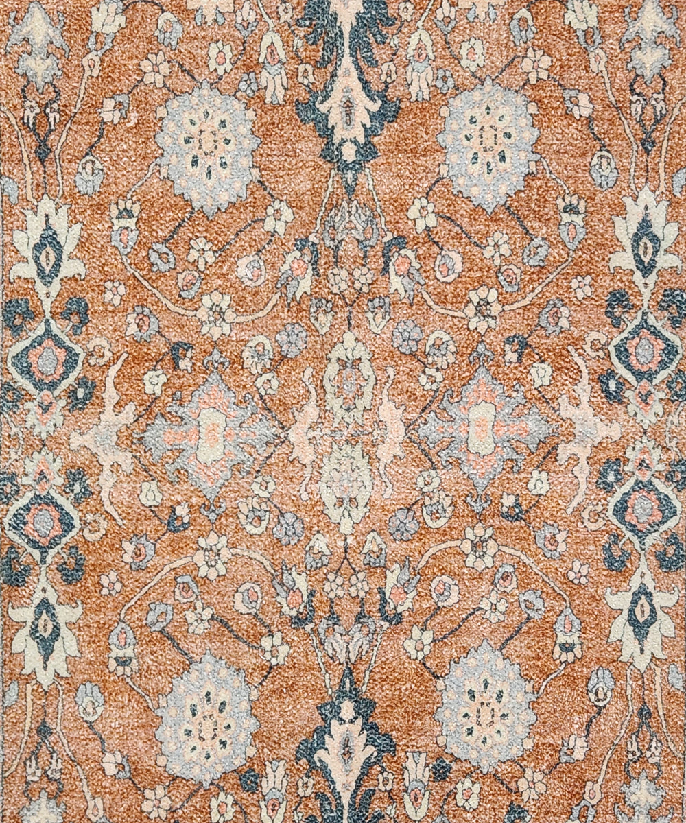2x3 Feet Vintage Floral Rust Printed Chenille Rug