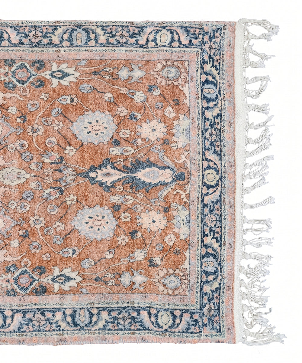 2x3 Feet Vintage Floral Rust Printed Chenille Rug