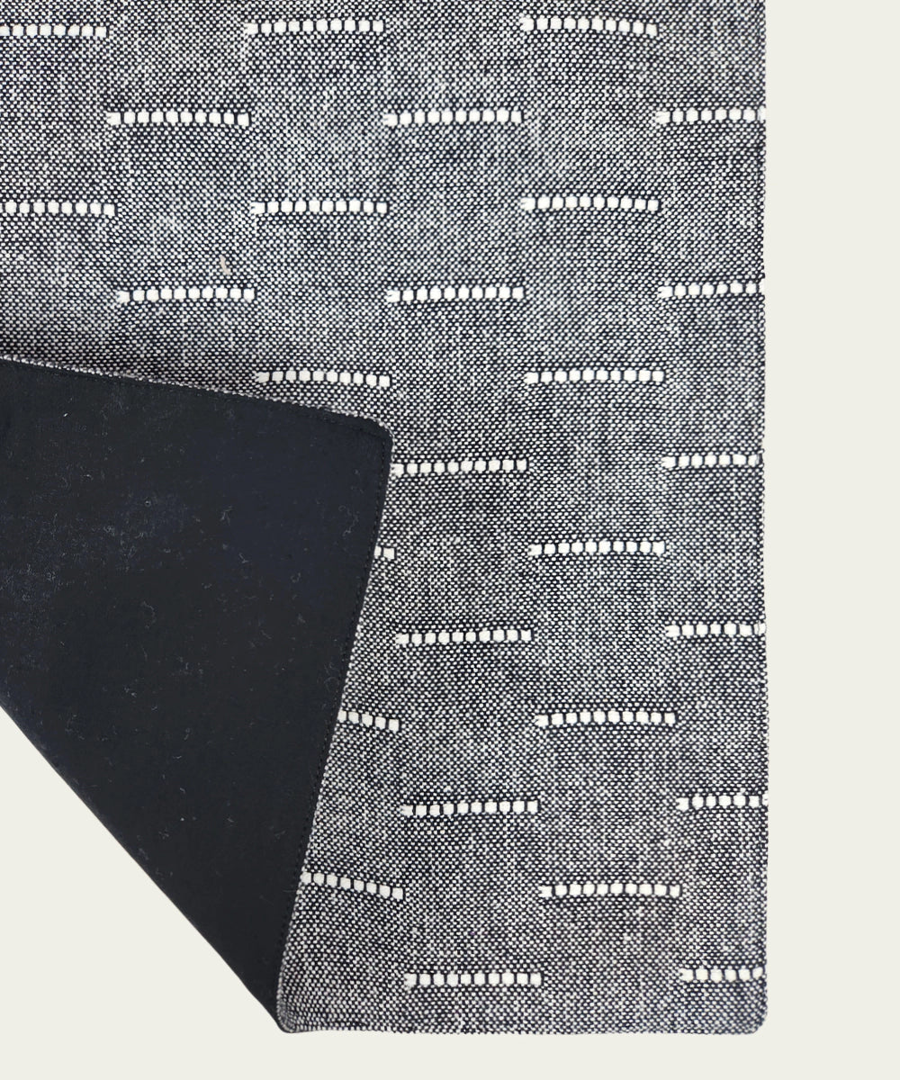 6 seater Navy & Ecru Thick Cotton Handloom Table Runner