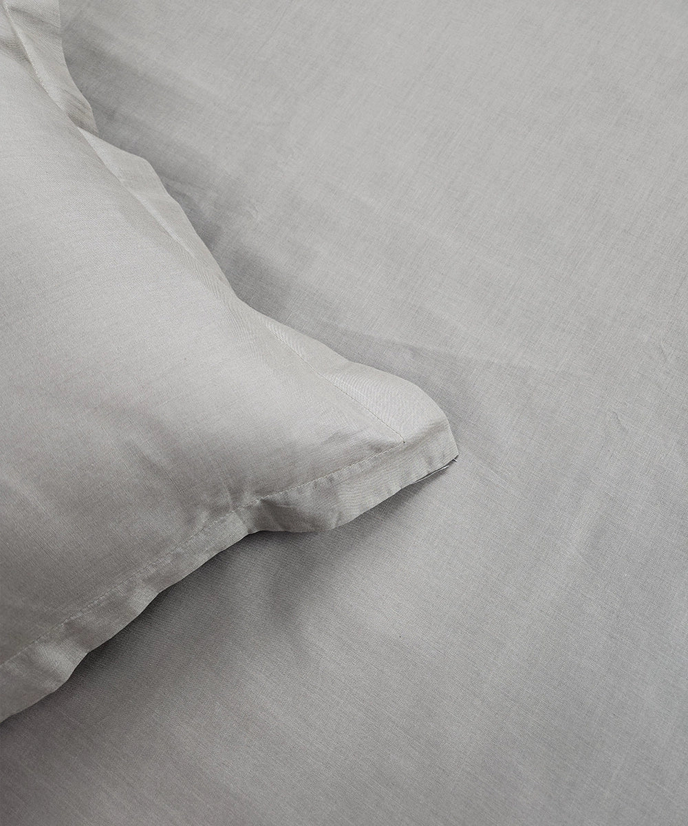 Taupe Plain King Cotton Bedsheet with 2 Pillow Covers